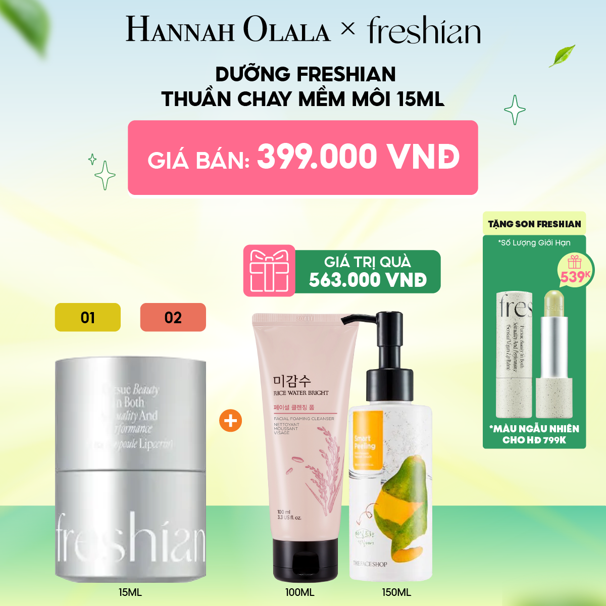 C92_DEAL 1: SON DƯỠNG FRESHIAN THUẦN CHAY MỀM MÔI 15ML