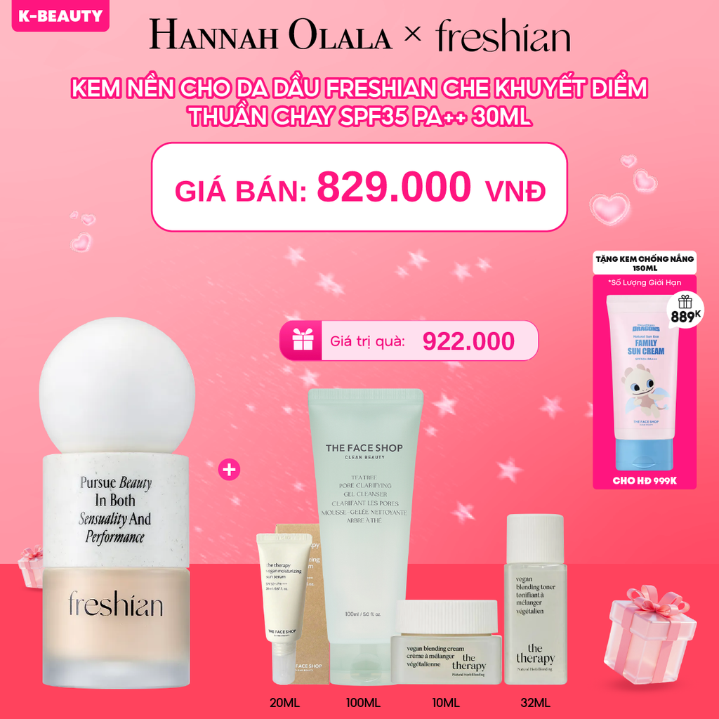 DEAL 1: KEM NỀN CHO DA DẦU FRESHIAN CHE KHUYẾT ĐIỂM THUẦN CHAY SPF35 PA++ 30ML