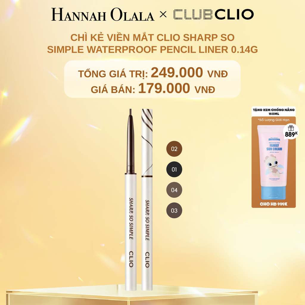 DEAL 11: CHÌ KẺ VIỀN MẮT CLIO SHARP SO SIMPLE WATERPROOF PENCIL LINER 0.14G
