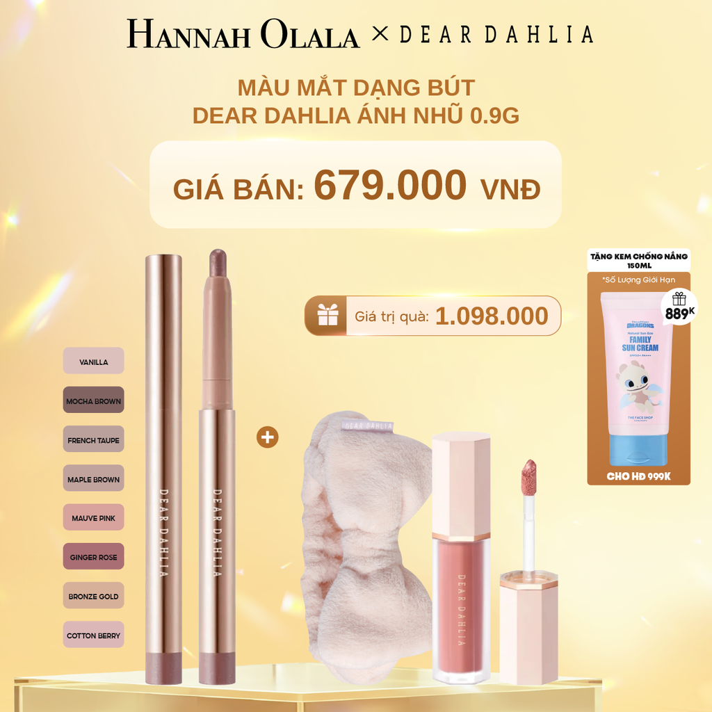 DEAL 3: MÀU MẮT DẠNG BÚT DEAR DAHLIA ÁNH NHŨ 0.9G