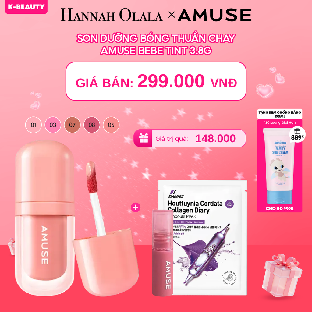 DEAL 1: SON DƯỠNG BÓNG THUẦN CHAY AMUSE BEBE TINT 3.8G