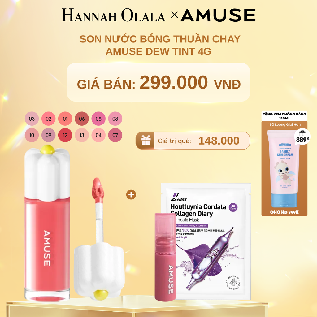 DEAL 2: SON NƯỚC BÓNG THUẦN CHAY AMUSE DEW TINT 4G