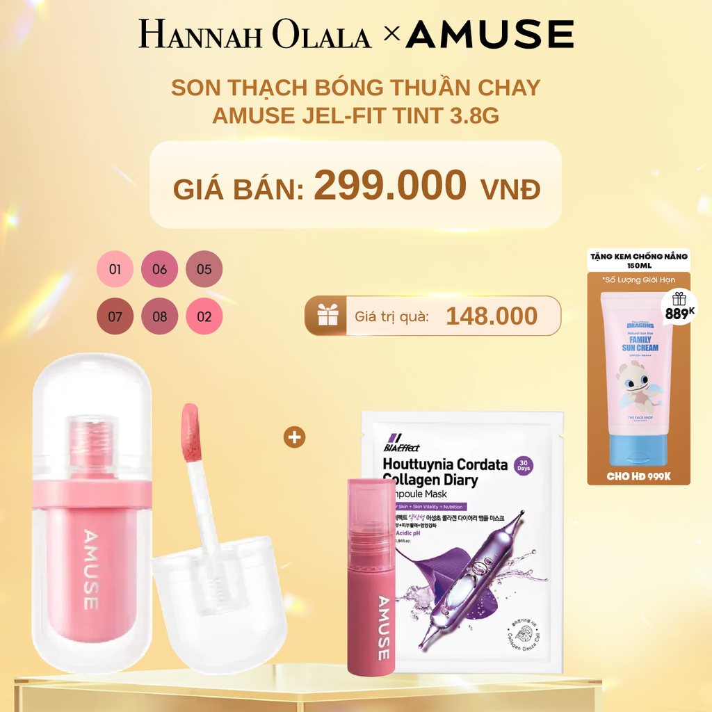 DEAL 3: SON THẠCH BÓNG THUẦN CHAY AMUSE JEL-FIT TINT 3.8G