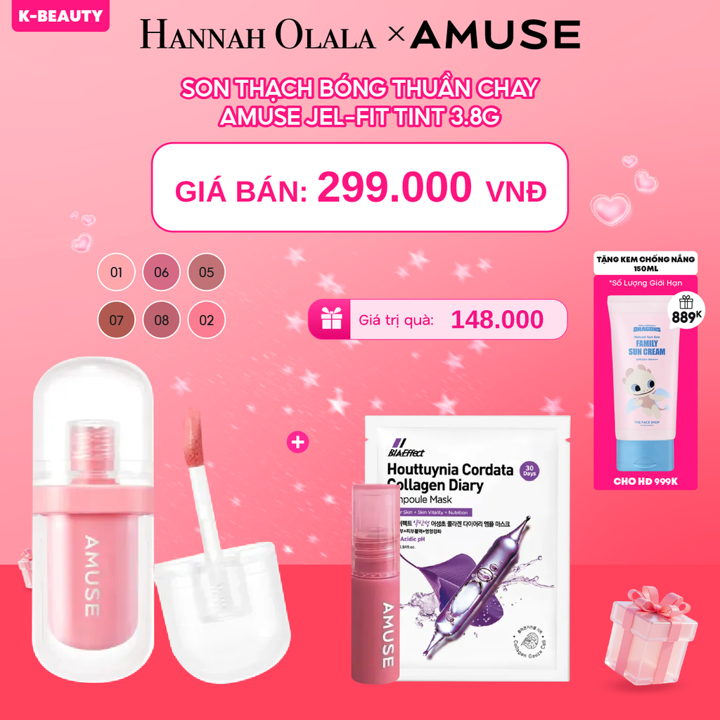 DEAL 3: SON THẠCH BÓNG THUẦN CHAY AMUSE JEL-FIT TINT 3.8G