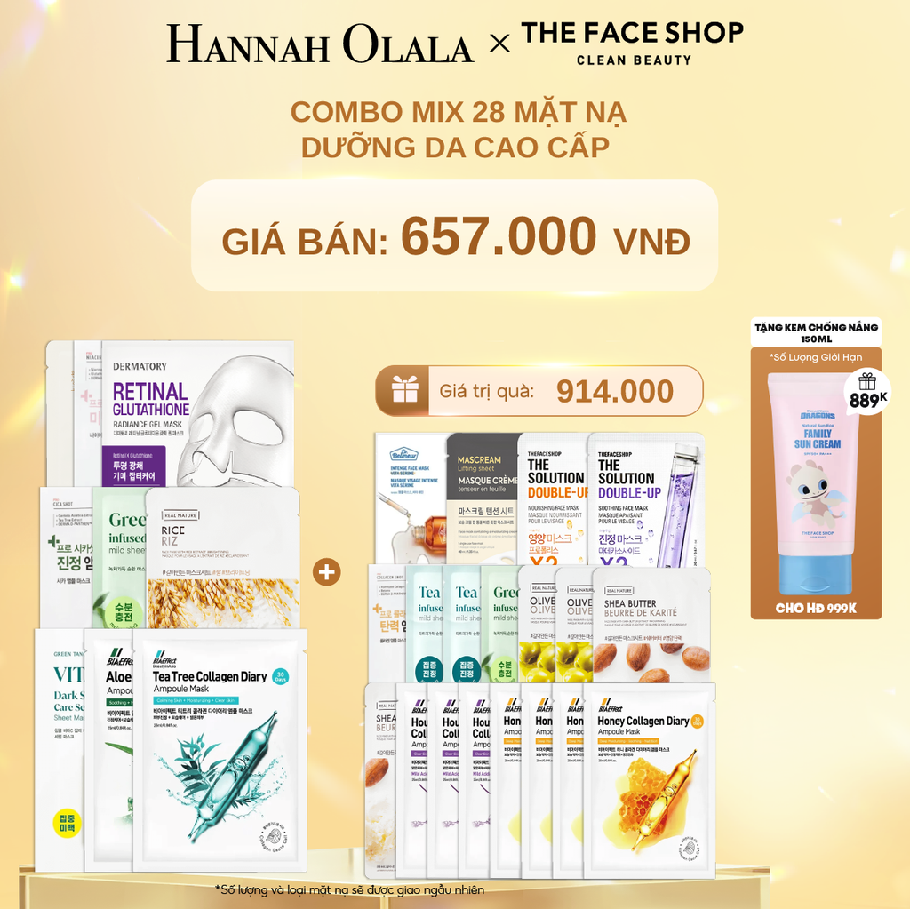 DEAL 3: COMBO MIX 28 MẶT NẠ DƯỠNG DA CAO CẤP