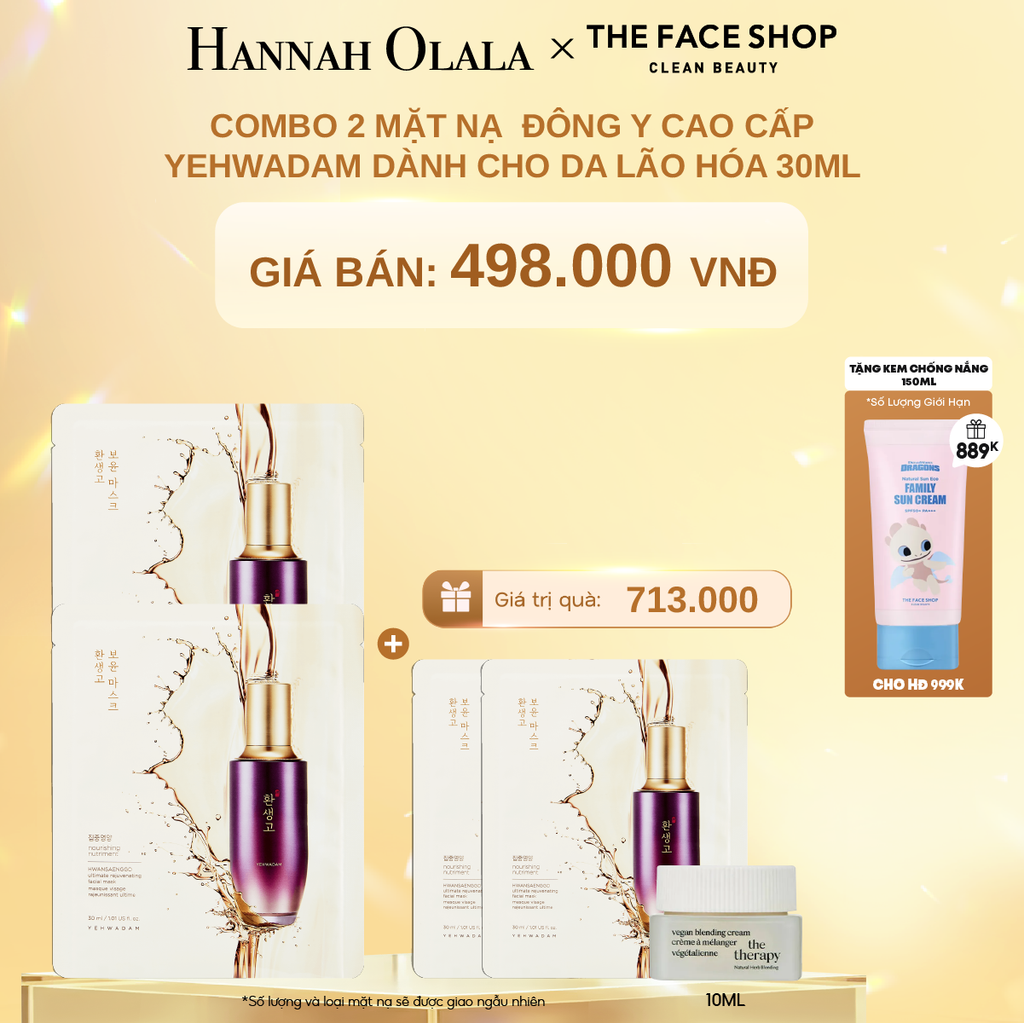DEAL 10: COMBO 2 MẶT NẠ ĐÔNG Y CAO CẤP YEHWADAM DÀNH CHO DA LÃO HÓA 30ML