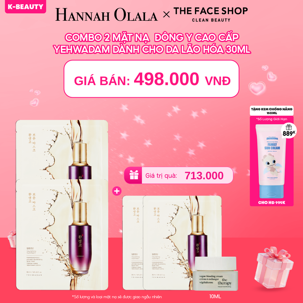 DEAL 10: COMBO 2 MẶT NẠ ĐÔNG Y CAO CẤP YEHWADAM DÀNH CHO DA LÃO HÓA 30ML