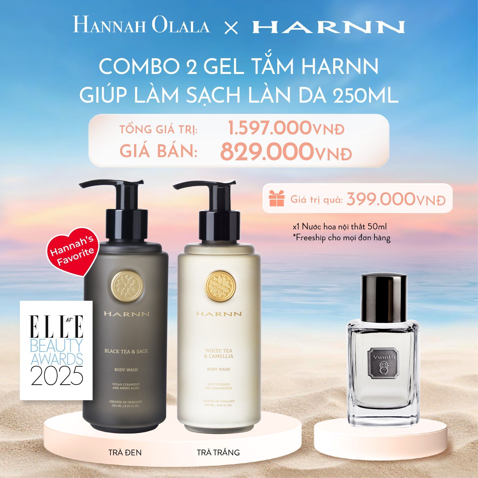 C717_DEAL 1: COMBO 2 GEL TẮM HARNN GIÚPLÀM SẠCH VÀ NUÔI DƯỠNG LÀN DA 250ML - BODY WASH