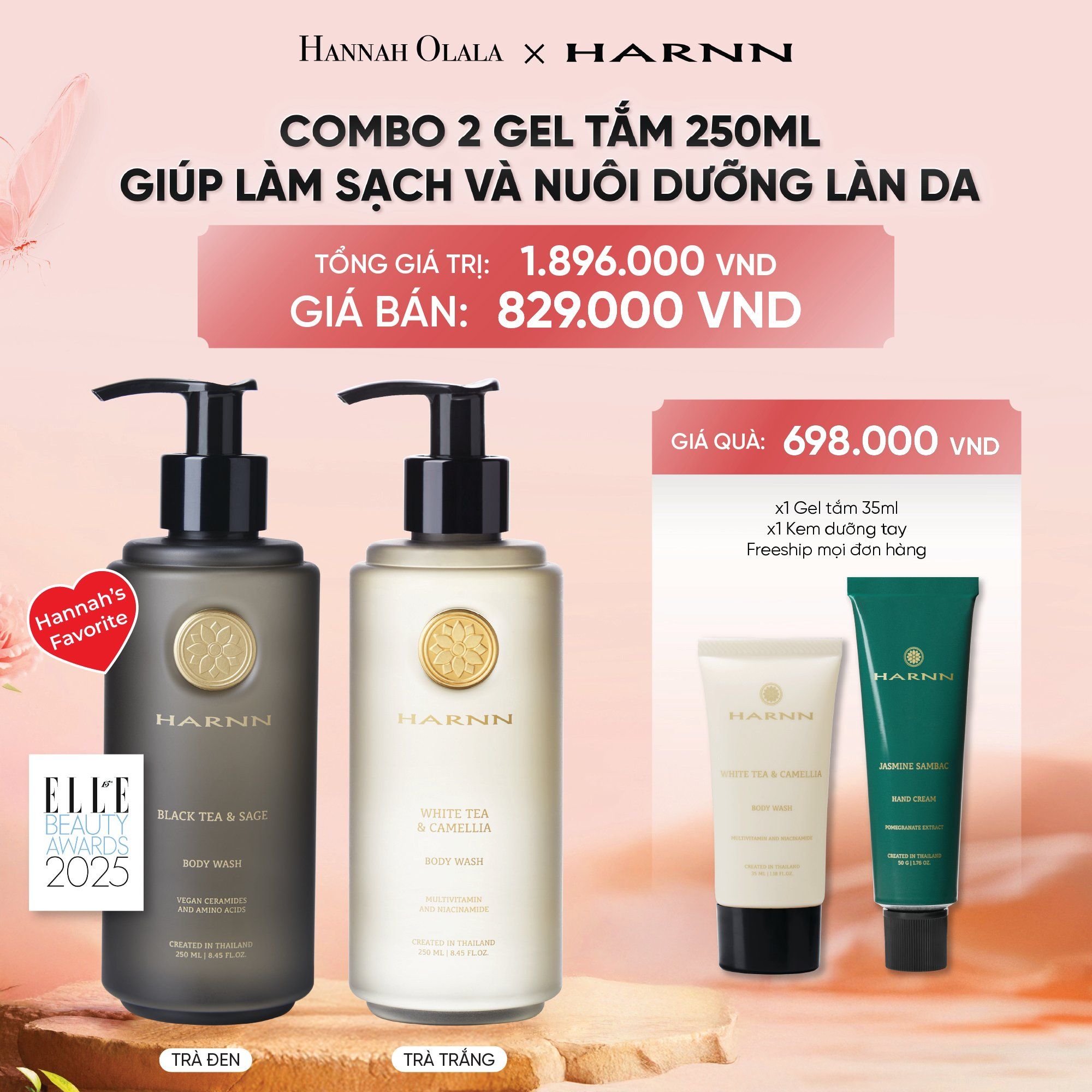 DEAL 1: COMBO 2 GEL TẮM HARNN GIÚP LÀM SẠCH VÀ NUÔI DƯỠNG LÀN DA 250ML - BODY WASH