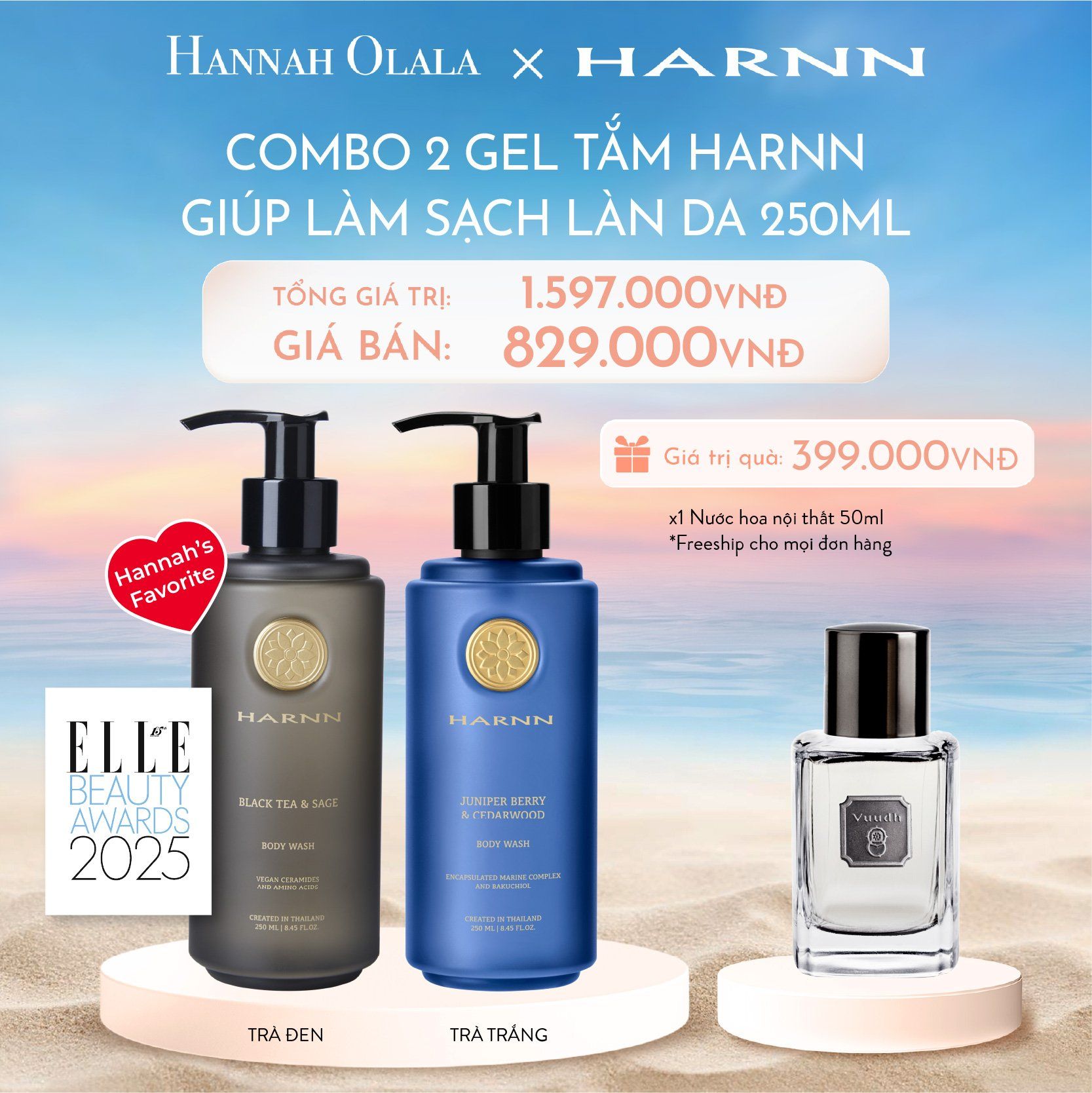 C717_DEAL 1: COMBO 2 GEL TẮM HARNN GIÚPLÀM SẠCH VÀ NUÔI DƯỠNG LÀN DA 250ML - BODY WASH