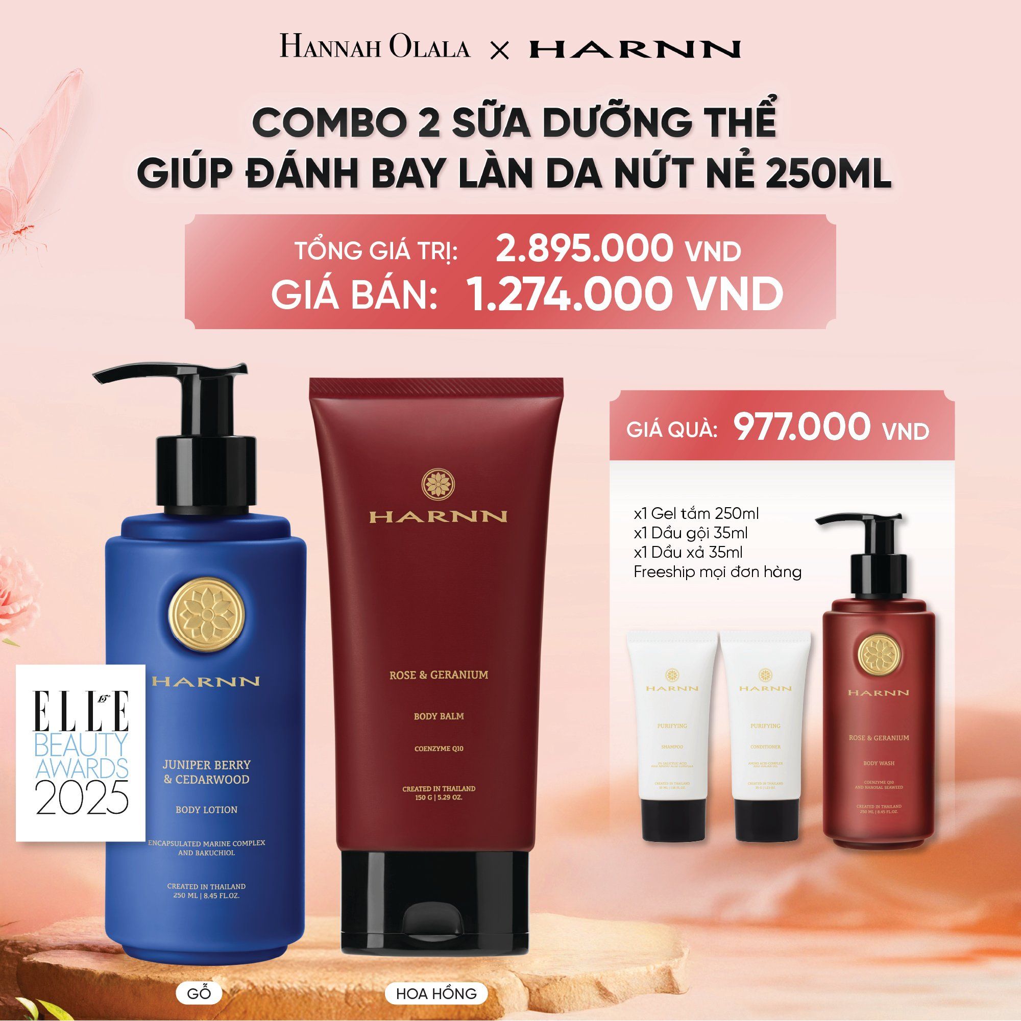 DEAL 5: COMBO 2 BODY LOTION - SỮA DƯỠNG THỂ HARNN GIÚP ĐÁNH BAY LÀN DA NỨT NẺ 250ML
