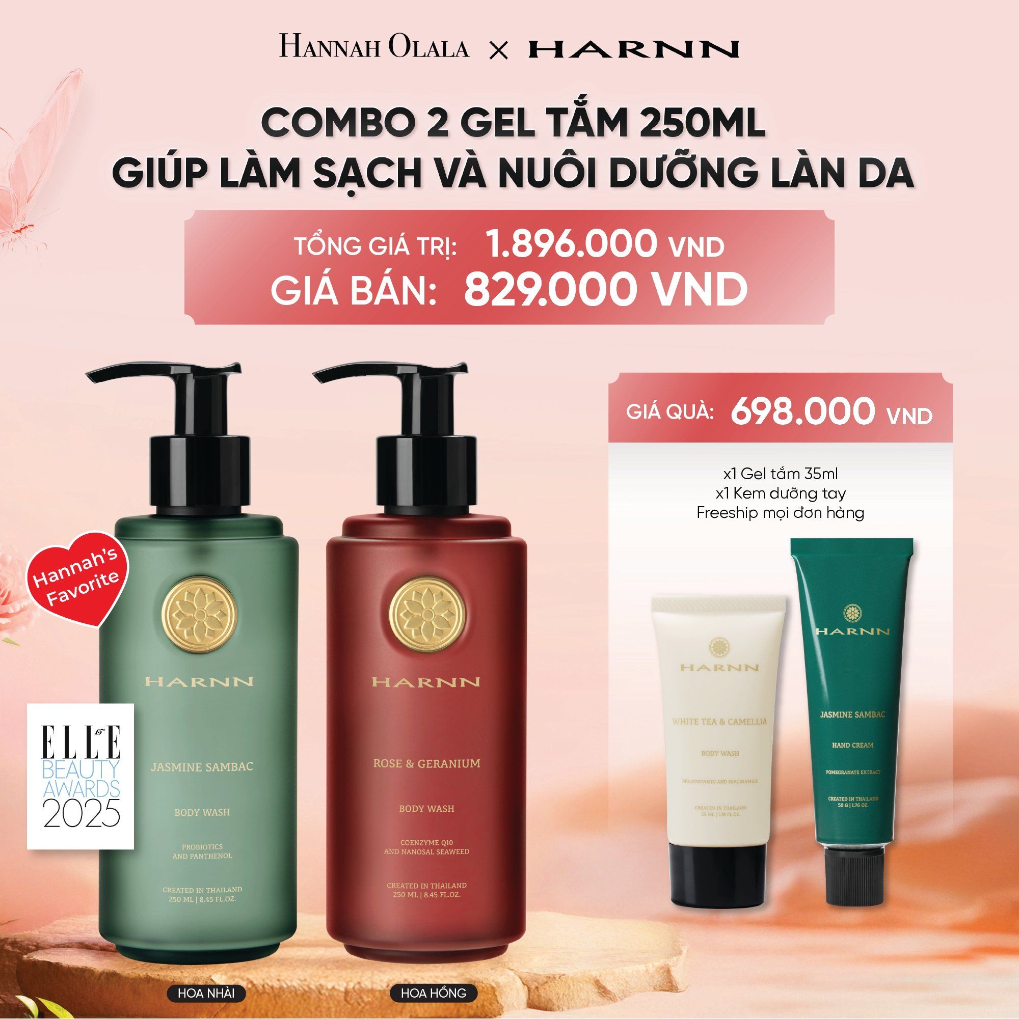DEAL 1: COMBO 2 GEL TẮM HARNN GIÚP LÀM SẠCH VÀ NUÔI DƯỠNG LÀN DA 250ML - BODY WASH