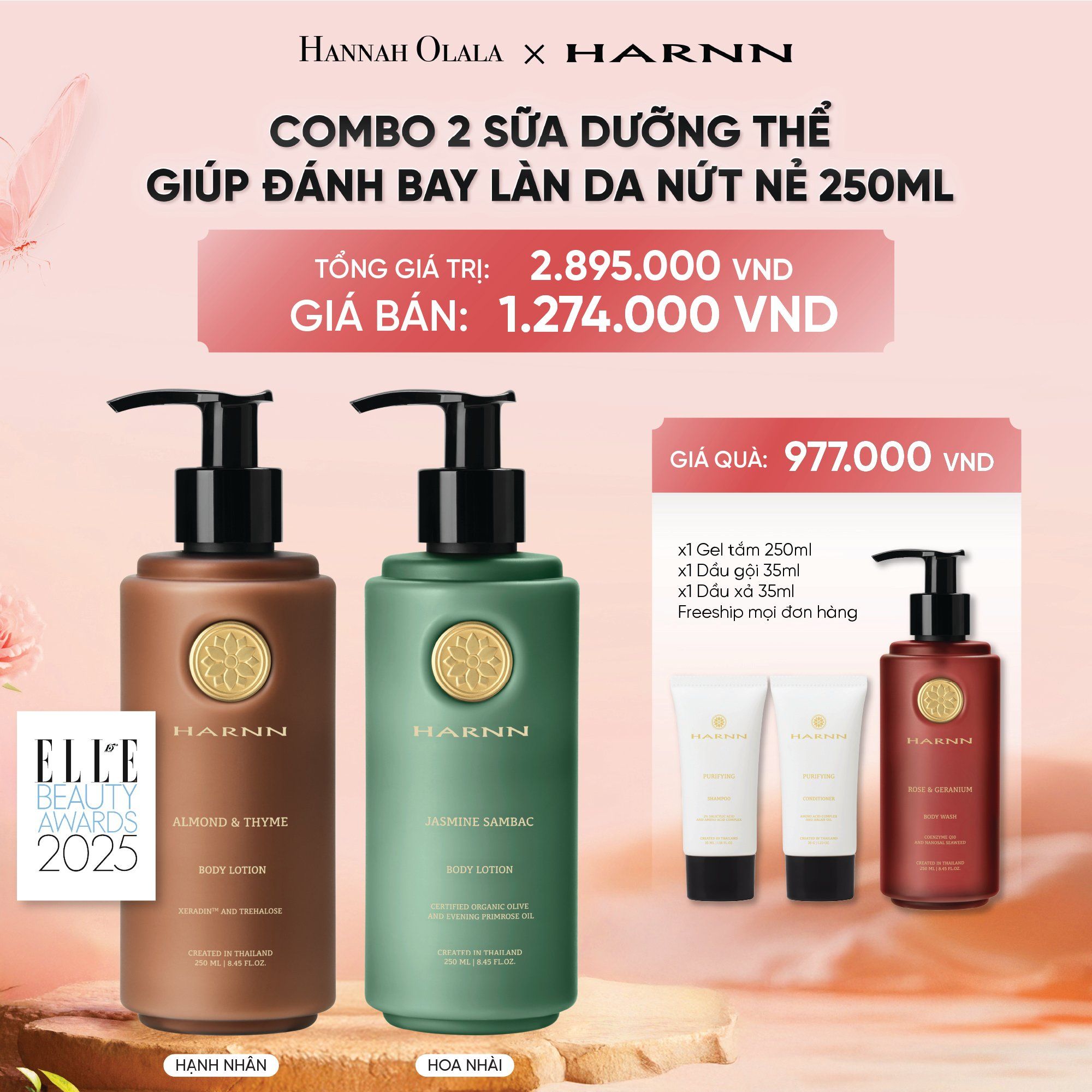 DEAL 5: COMBO 2 BODY LOTION - SỮA DƯỠNG THỂ HARNN GIÚP ĐÁNH BAY LÀN DA NỨT NẺ 250ML