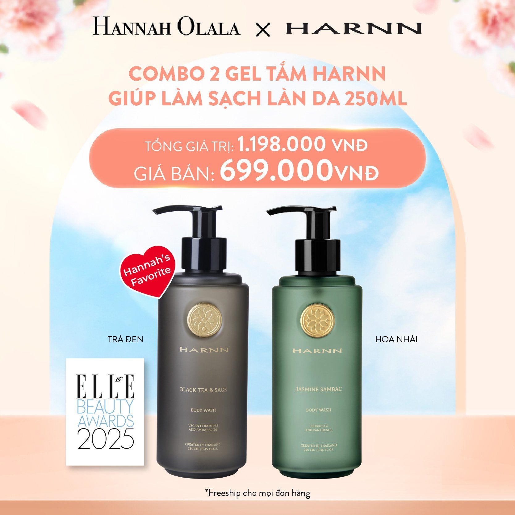 A348_DEAL 4: DEAL 4: COMBO 2 GEL TẮM HARNN GIÚP LÀM SẠCH LÀN DA 250ML - BODY WASH
