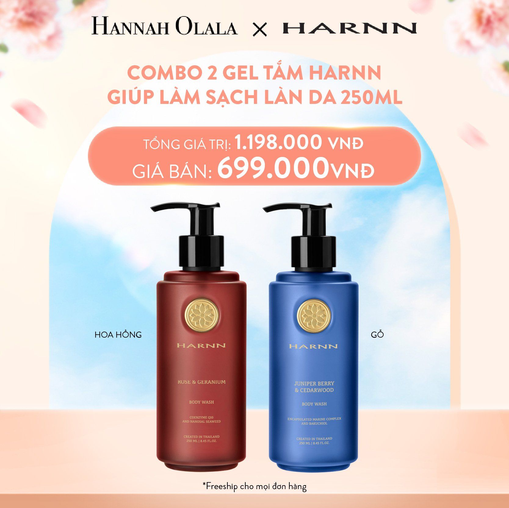 A348_DEAL 4: DEAL 4: COMBO 2 GEL TẮM HARNN GIÚP LÀM SẠCH LÀN DA 250ML - BODY WASH