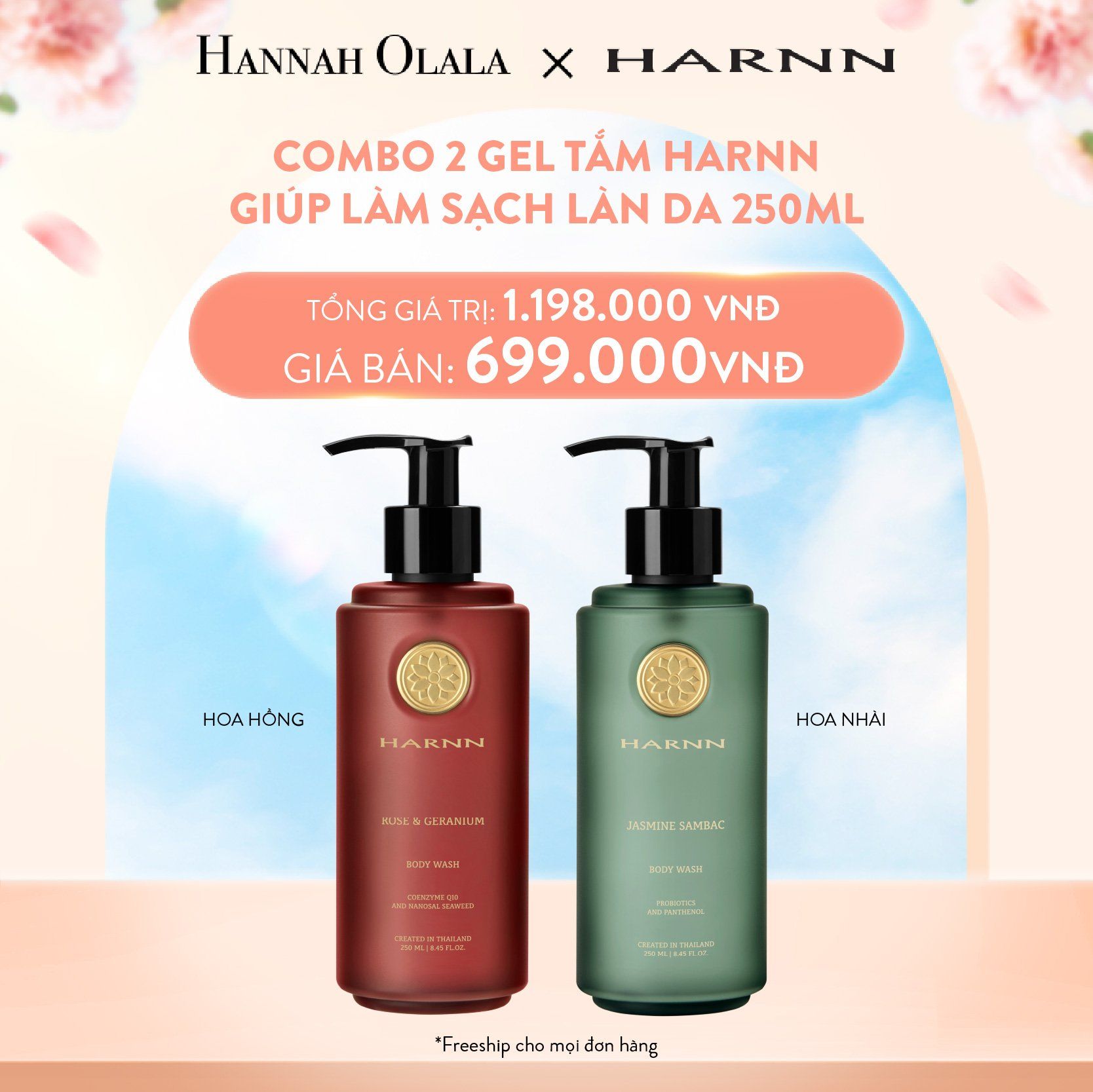 A348_DEAL 4: DEAL 4: COMBO 2 GEL TẮM HARNN GIÚP LÀM SẠCH LÀN DA 250ML - BODY WASH