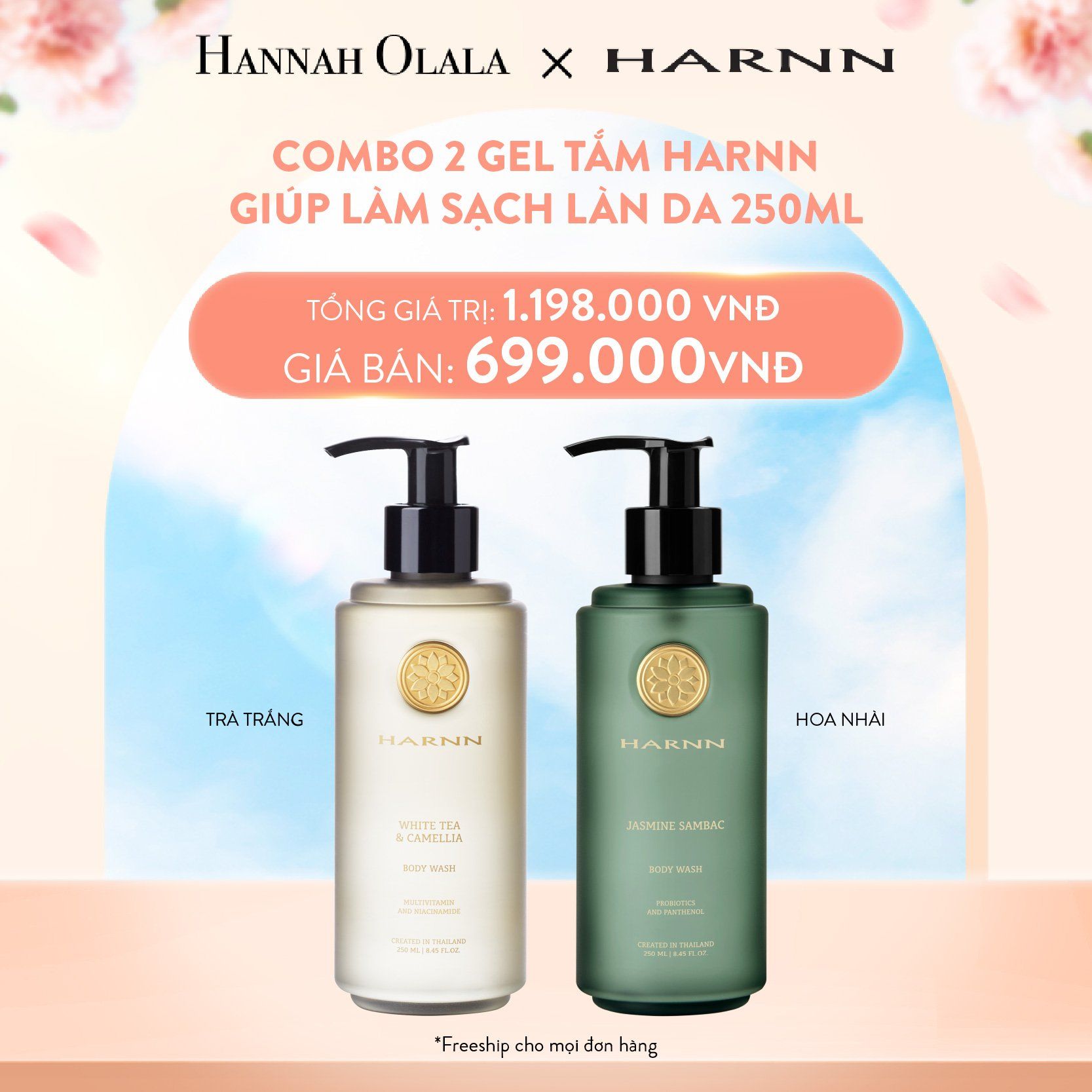 A348_DEAL 4: DEAL 4: COMBO 2 GEL TẮM HARNN GIÚP LÀM SẠCH LÀN DA 250ML - BODY WASH