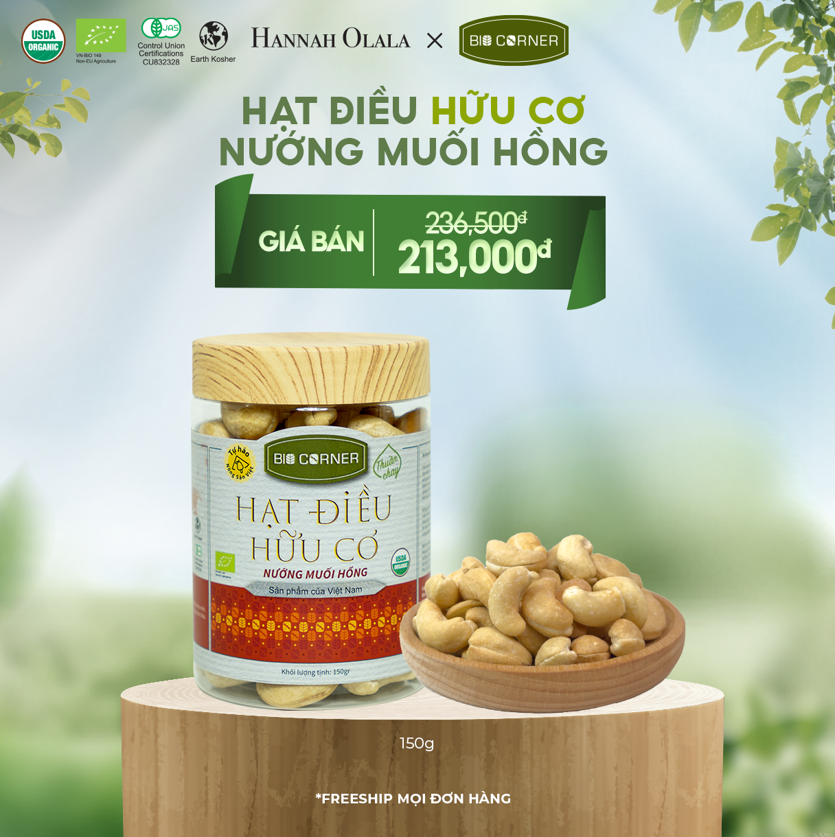 E12_DEAL 9: 1 Hộp Hạt Điều Hữu Cơ (150g) (vị tùy chọn)