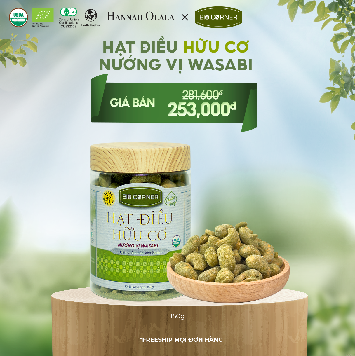 E12_DEAL 9: 1 Hộp Hạt Điều Hữu Cơ (150g) (vị tùy chọn)