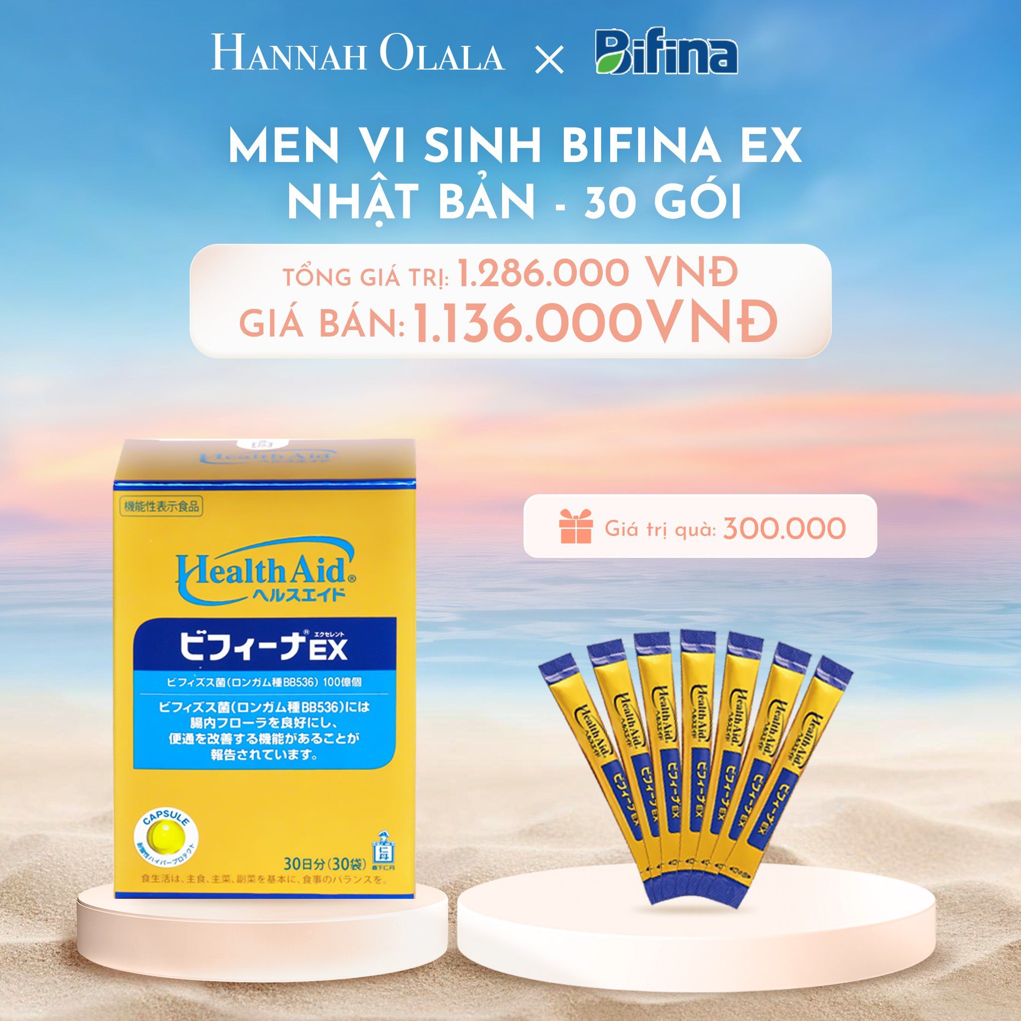 C847_DEAL 1: MEN VI SINH BIFINA EX NHẬT BẢN - HỘP 30 GÓI - HỖ TRỢ VIÊM ĐẠI TRÀNG, RUỘT KÍCH THÍCH, RỐI LOẠN TIÊU HÓA