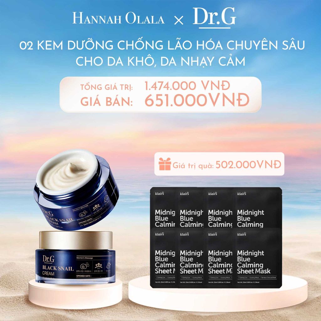 C228_DEAL 6: COMBO 02 KEM DƯỠNG NGĂN NGỪA LÃO HÓA DA DR.G BLACK SNAIL CREAM 50ML