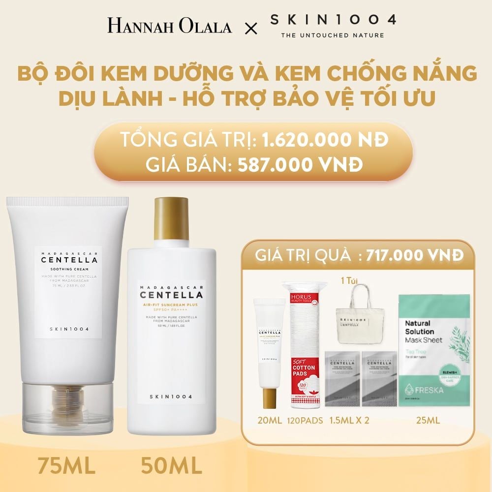 M67_DEAL 7: COMBO KEM DƯỠNG MADAGASCAR CENTELLA SOOTHING CREAM 75ML (IP04) + KEM CHỐNG NẮNG MADAGASCAR CENTELLA AIR-FIT SUNCREAM PLUS 50ML (IP04)