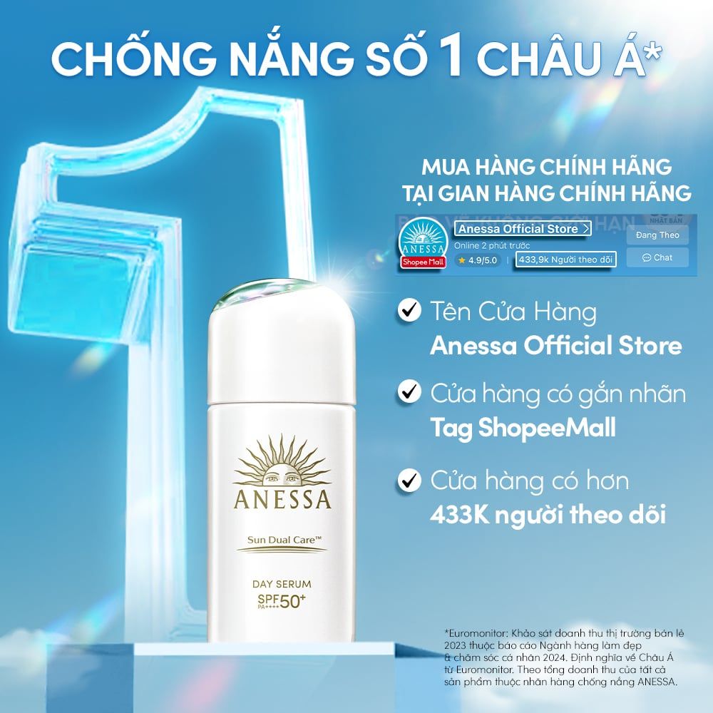 E105_DEAL 10: SERUM CHỐNG NẮNG DƯỠNG DA NÂNG TÔNG NGĂN NGỪA LÃO HÓA ANESSA DAY SERUM SPF50+ PA++++ 30ML