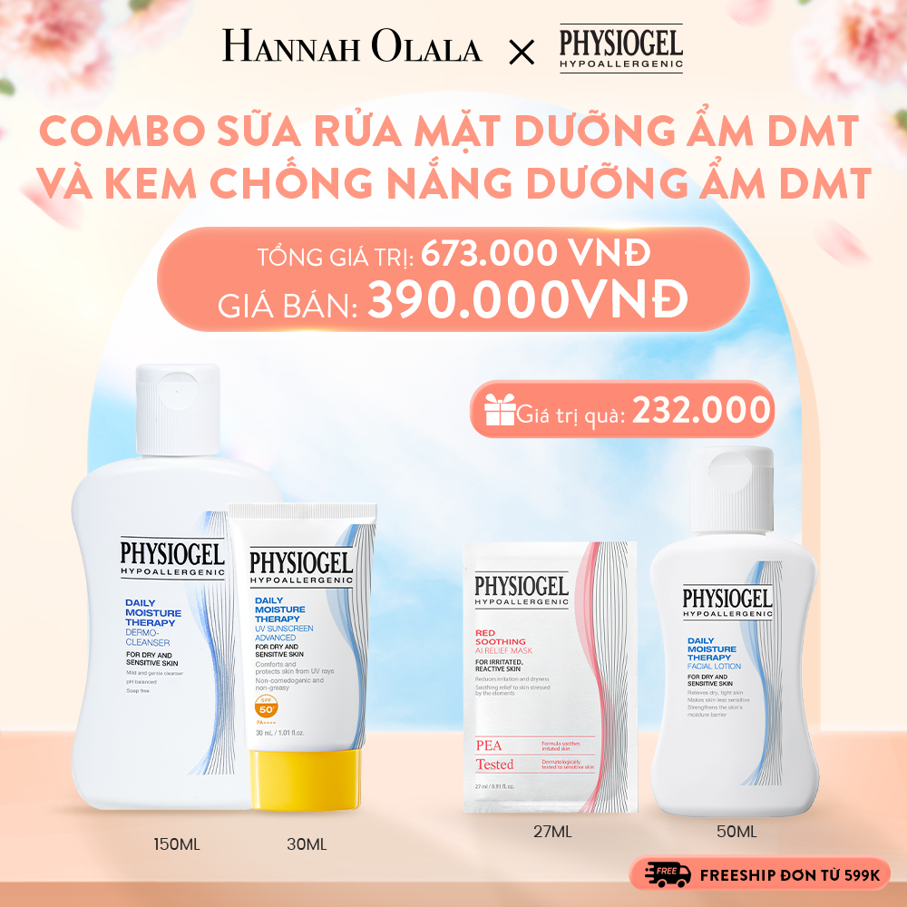 A661_DEAL 10: BỘ ĐÔI LÀM SẠCH VÀ CHÔNG NẮNG PHYSIOGEL DAILY MOISTURE THERAPY: SỮA RỬA MẶT 150ML VÀ KEM CHỐNG NẮNG DƯỠNG ẨM 30ML