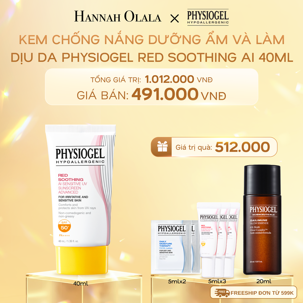 DEAL 6: KEM CHỐNG NẮNG DƯỠNG ẨM VÀ LÀM DỊU DA PHYSIOGEL RED SOOTHING AI 40ml