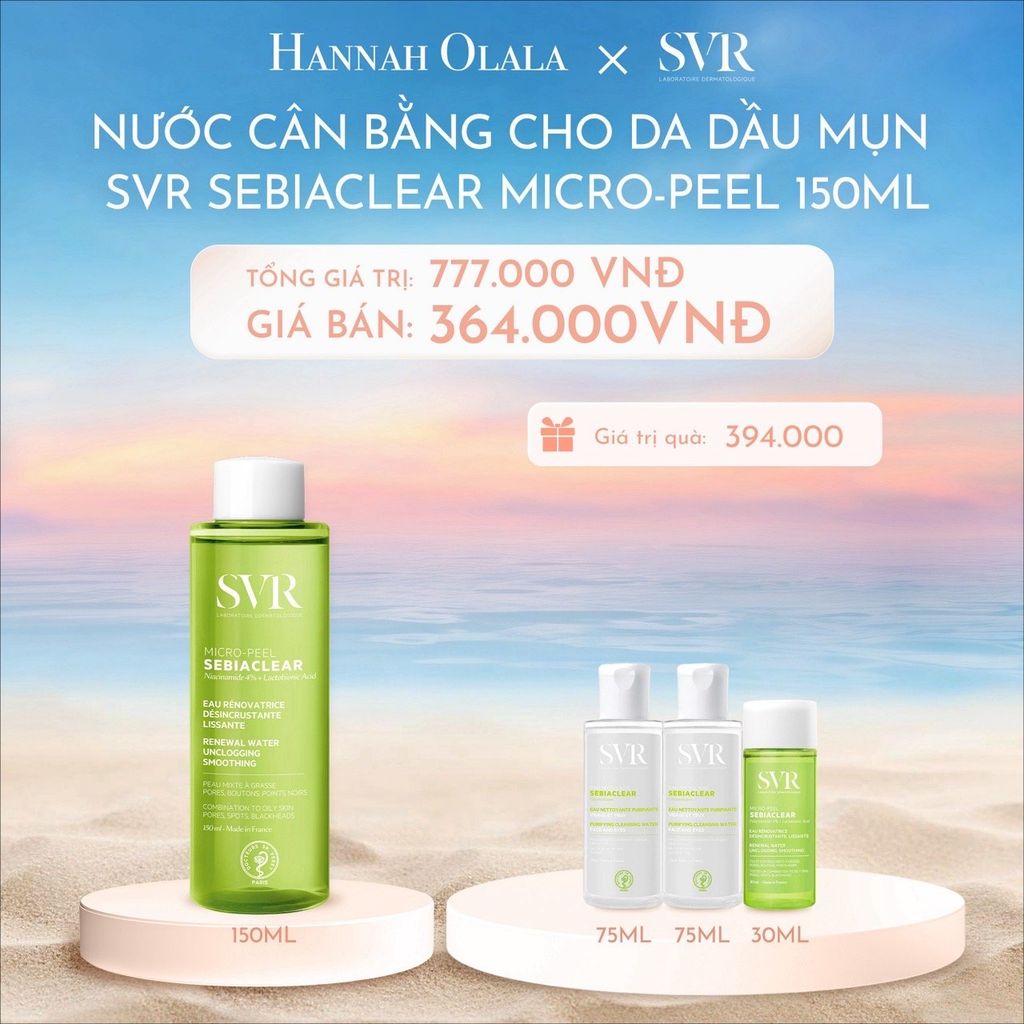 C1067_DEAL 03: NƯỚC CÂN BẰNG DA DÀNH CHO DA DẦU, MỤN SVR SEBIACLEAR MICRO-PEEL 150ML
