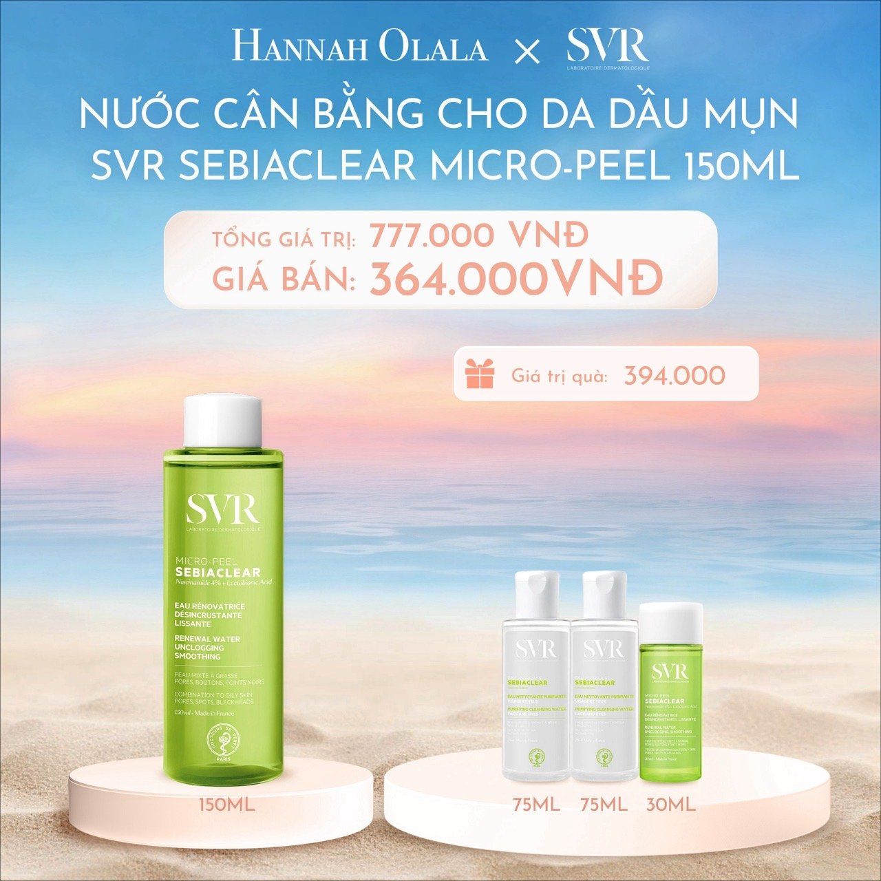 C1067_DEAL 03: NƯỚC CÂN BẰNG DA DÀNH CHO DA DẦU, MỤN SVR SEBIACLEAR MICRO-PEEL 150ML