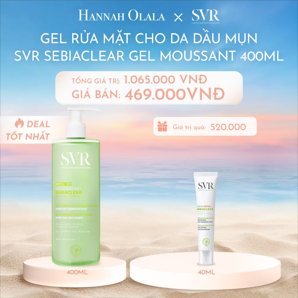 C1066_DEAL 02: GEL RỬA MẶT KHÔNG CÓ XÀ PHÒNG, LÀM SẠCH, LOẠI BỎ TẾ BÀO DA CHẾT SVR SEBIACLEAR GEL MOUSSANT 400ML
