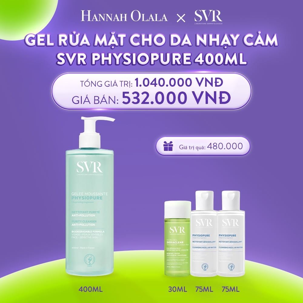 C13_DEAL 06: GEL RỬA MẶT DÀNH CHO DA NHẠY CẢM SVR PHYSIOPURE GELEE MOUSSANTE DUNG TÍCH 400ML