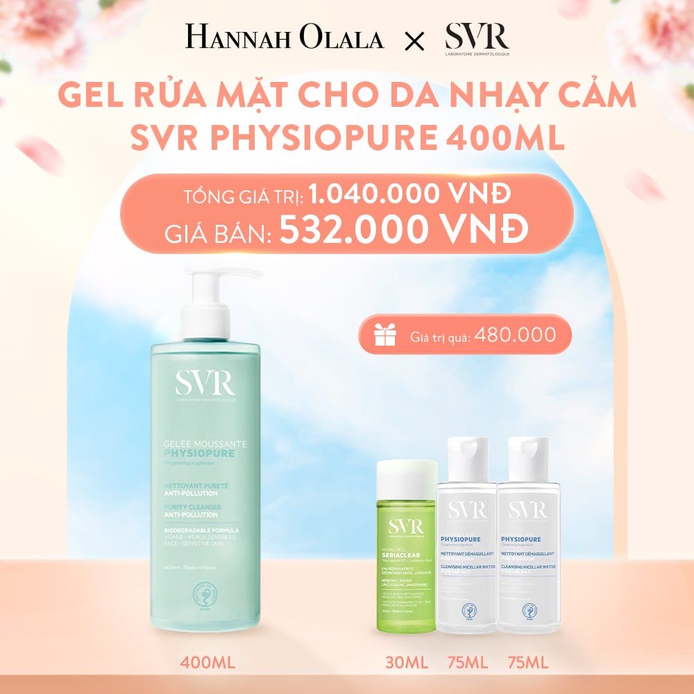 A815_DEAL 06: GEL RỬA MẶT DÀNH CHO DA NHẠY CẢM SVR PHYSIOPURE GELEE MOUSSANTE DUNG TÍCH 400ML