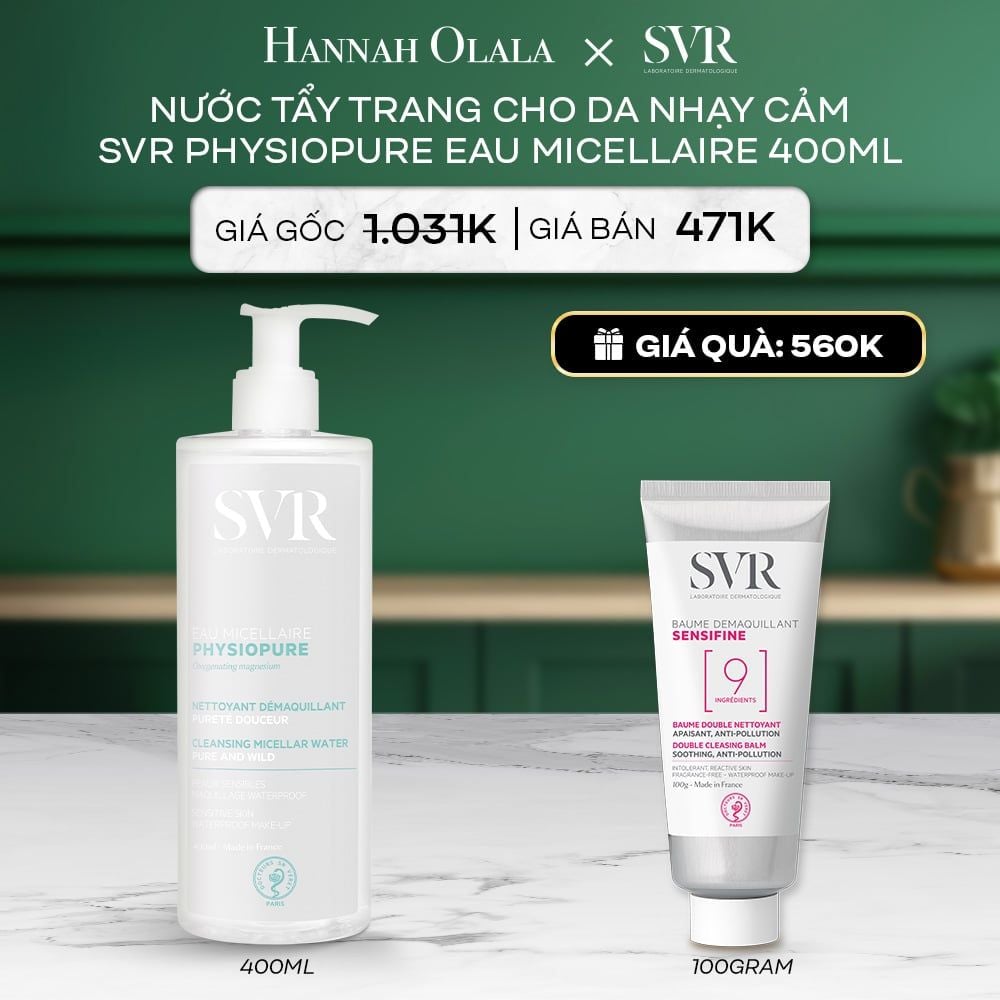 A91_DEAL 10: NƯỚC TẨY TRANG CHO DA NHẠY CẢM SVR PHYSIOPURE EAU MICELLAIRE 400ML