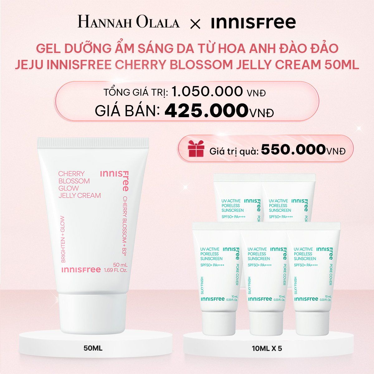 E132_DEAL 15: GEL DƯỠNG ẨM SÁNG DA TỪ HOA ANH ĐÀO ĐẢO JEJU INNISFREE CHERRY BLOSSOM JELLY CREAM 50ML