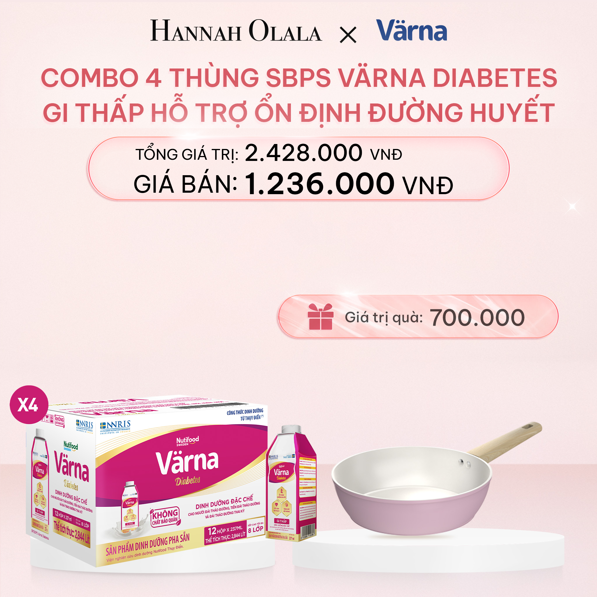 E391_DEAL 11: COMBO 4 THÙNG SỮA BỘT PHA SẴN VARNA DIABETES HỘP GIẤY (48HỘP X 237ML)