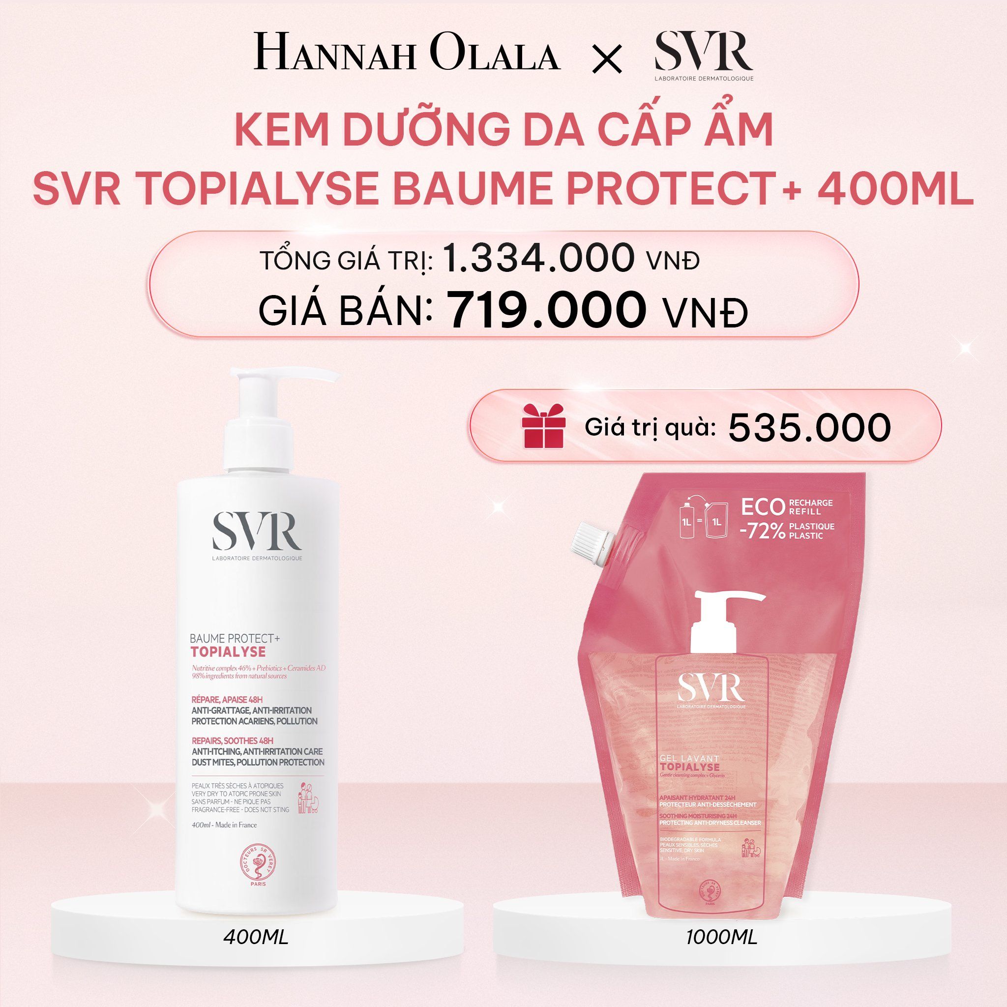 E893_DEAL 12: KEM DƯỠNG DA CẤP ẨM TOÀN THÂN SVR TOPIALYSE BAUME PROTECT+ 400ML
