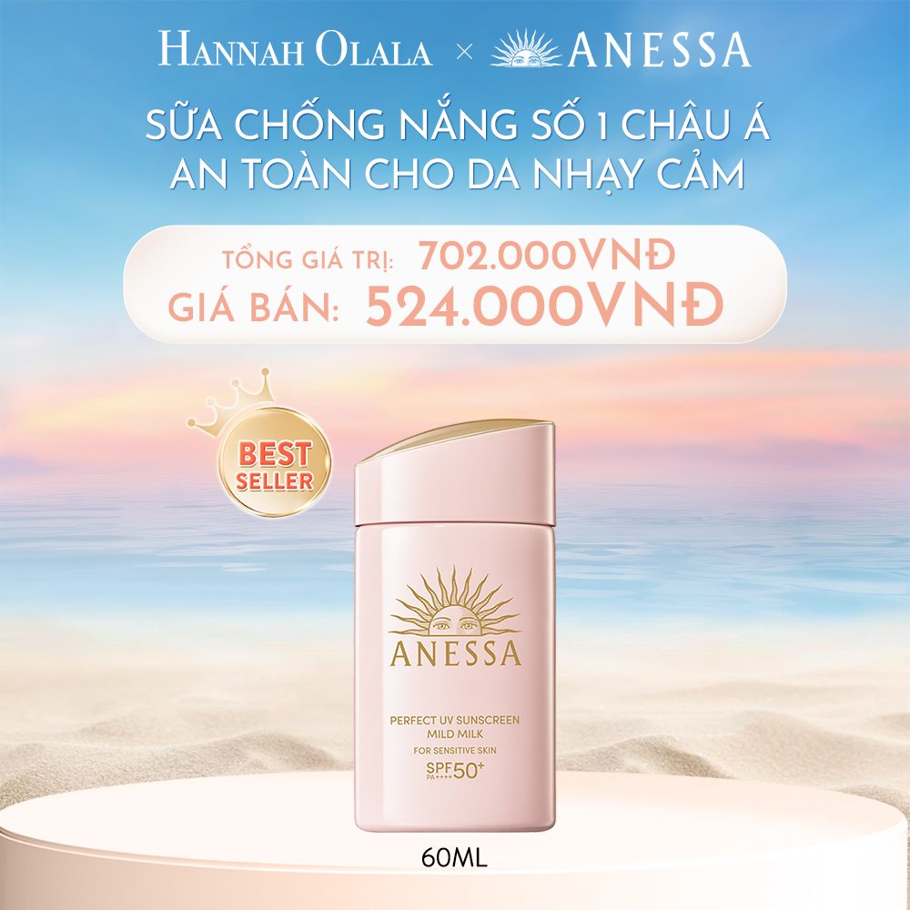 C372_DEAL 10: SỮA CHỐNG NẮNG DƯỠNG DA DỊU NHẸ AN TOÀN CHO DA NHẠY CẢM VÀ TRẺ EM ANESSA MILD MILK SPF50+ PA++++ 60ML