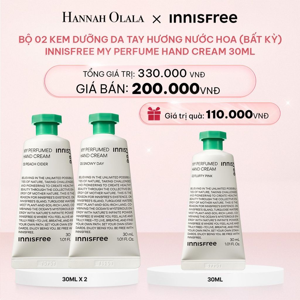 E134_DEAL 18: BỘ 02 KEM DƯỠNG DA TAY HƯƠNG NƯỚC HOA (BẤT KỲ) INNISFREE MY PERFUME HAND CREAM 30ML