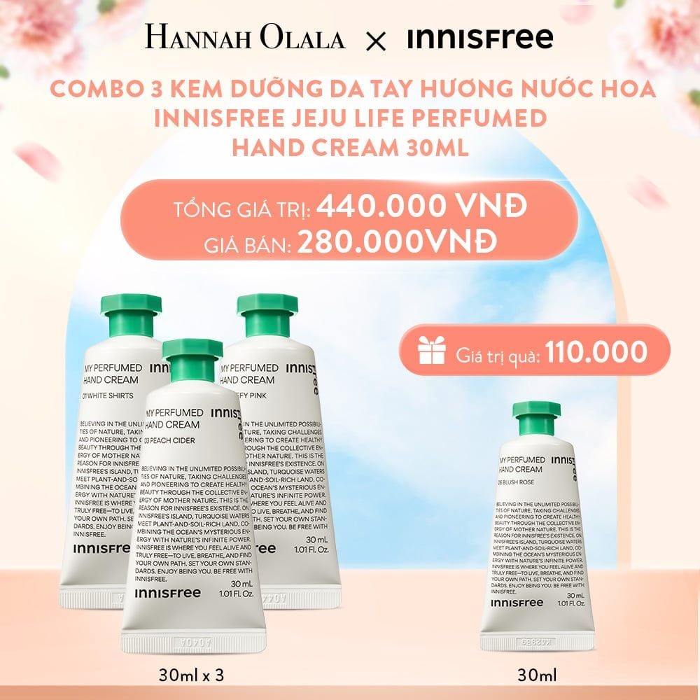 A366_DEAL 11: COMBO 3 KEM DƯỠNG DA TAY HƯƠNG NƯỚC HOA INNISFREE JEJU LIFE PERFUMED HAND CREAM 30ML (MÙI BẤT KỲ)
