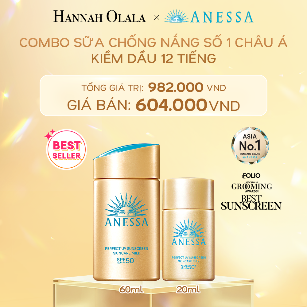 DEAL 1: COMBO SỮA CHỐNG NẮNG DƯỠNG DA KIỀM DẦU BẢO VỆ HOÀN HẢO ANESSA GOLD MILK SPF50+ PA++++ 60ML + 20ML