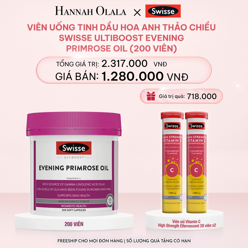 E717_DEAL 1: VIÊN UỐNG TINH DẦU HOA ANH THẢO CHIỀU SWISSE ULTIBOOST EVENING PRIMROSE OIL (200 VIÊN)