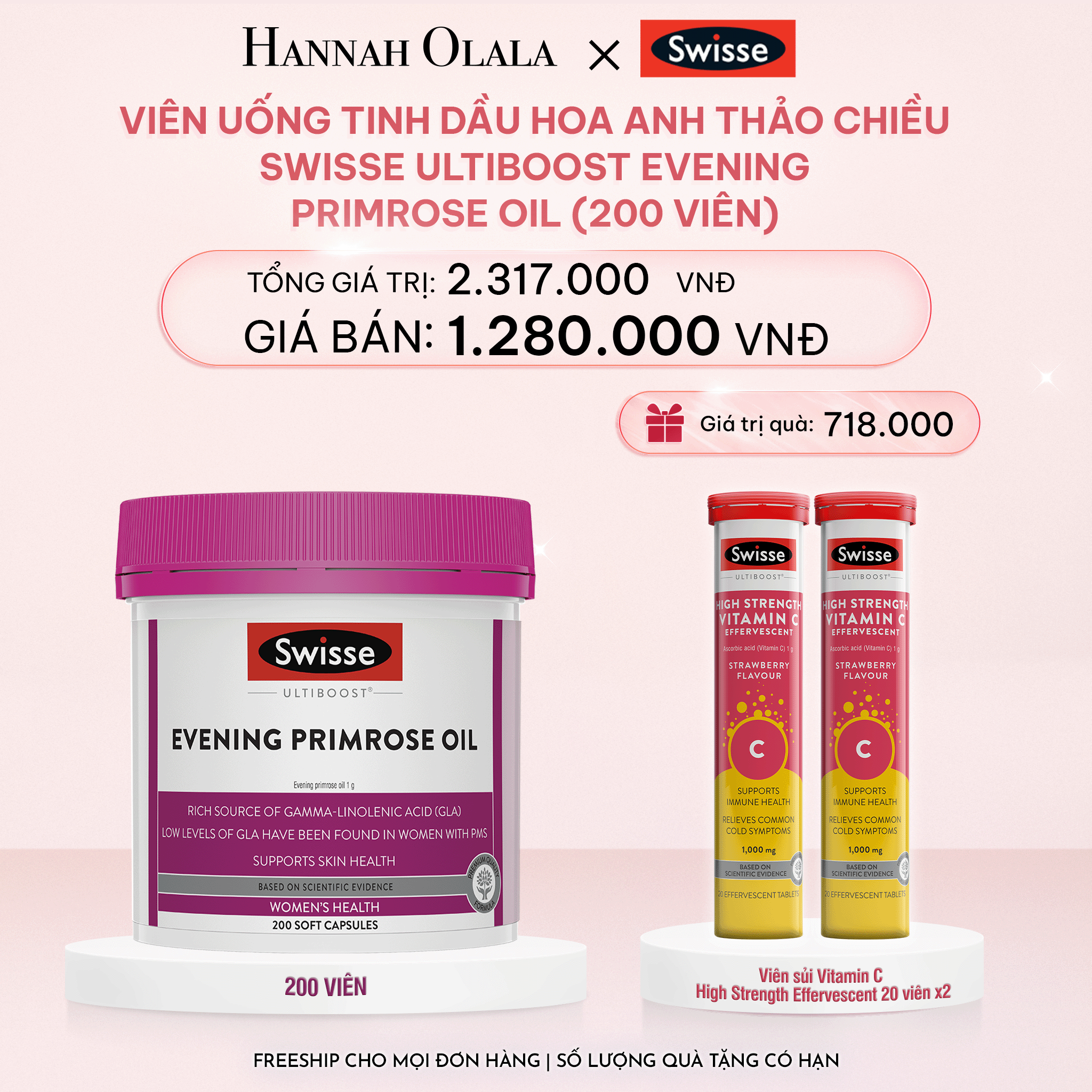 E717_DEAL 1: VIÊN UỐNG TINH DẦU HOA ANH THẢO CHIỀU SWISSE ULTIBOOST EVENING PRIMROSE OIL (200 VIÊN)