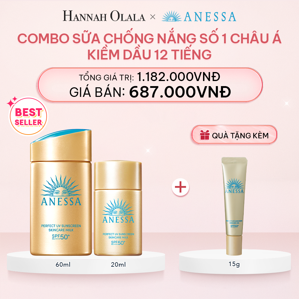 E104_DEAL 1: COMBO SỮA CHỐNG NẮNG DƯỠNG DA KIỀM DẦU BẢO VỆ HOÀN HẢO ANESSA GOLD MILK SPF50+ PA++++ 60ML + 20ML
