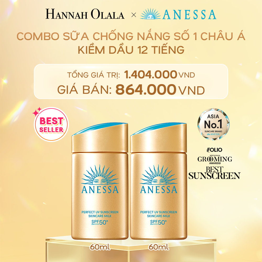 DEAL 2: COMBO SỮA CHỐNG NẮNG DƯỠNG DA KIỀM DẦU BẢO VỆ HOÀN HẢO ANESSA GOLD MILK SPF50+ PA++++ 60MLX2