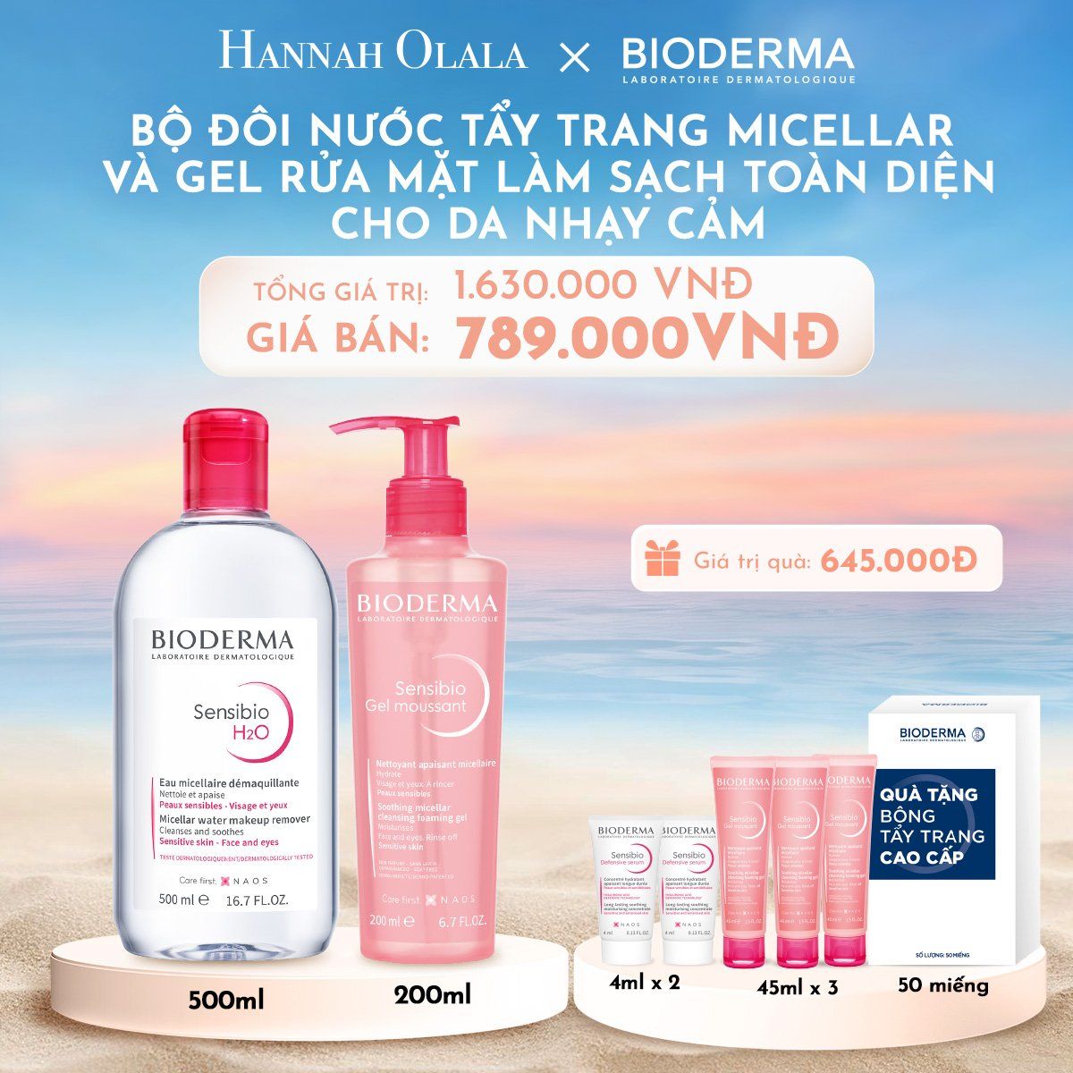 C649_DEAL 2: BỘ ĐÔI NƯỚC TẨY TRANG MICELLAR VÀ GEL RỬA MẶT LÀM SẠCH TOÀN DIỆN CHO DA NHẠY CẢM