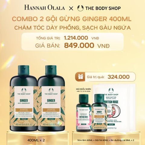 DEAL 2: COMBO CHĂM TÓC DÀY PHỒNG, GIẢM GÃY RỤNG, SẠCH GÀU NGỨA GINGER 400ML - 2X DẦU GỘI