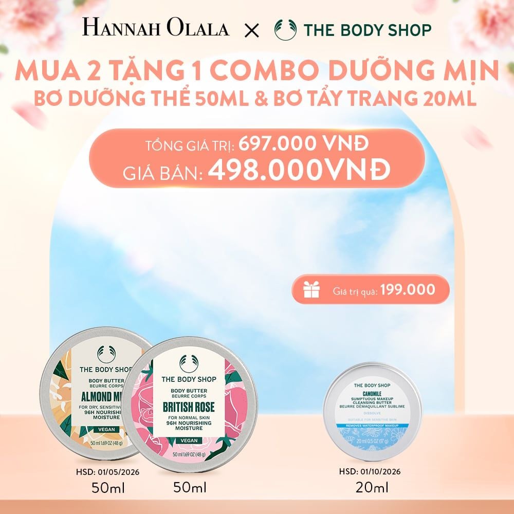 A868_DEAL 2: MUA 2 TẶNG 1 COMBO DƯỠNG MỊN & LÀM SẠCH - 2X BODY BUTTER 50ML & CAMOMILE CLEANSING BUTTER 20ML