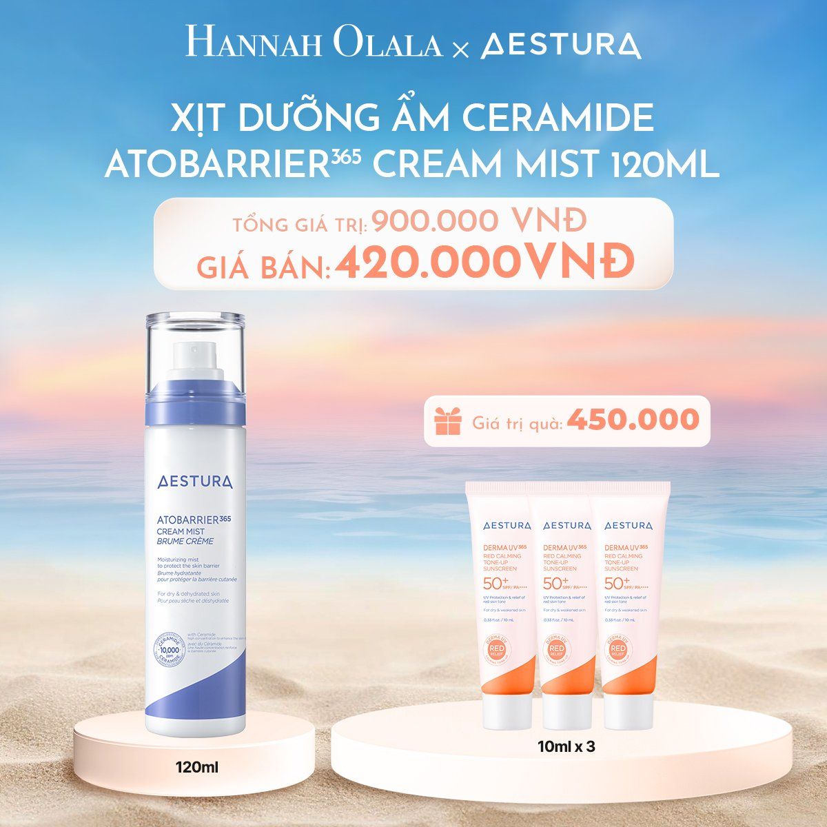 C894_DEAL 3: XỊT DƯỠNG ẨM CERAMIDE AESTURA ATOBARRIER365 CREAM MIST 120ML